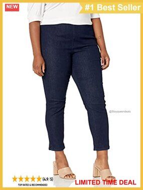 Plus Size Pull On Skinny Ankle Jeans Side Slit High Rise